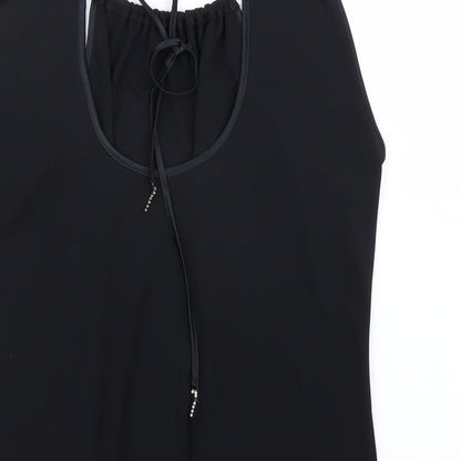 Brand and care label for Marks & Spencer women’s black basic t-shirt, size UK 14