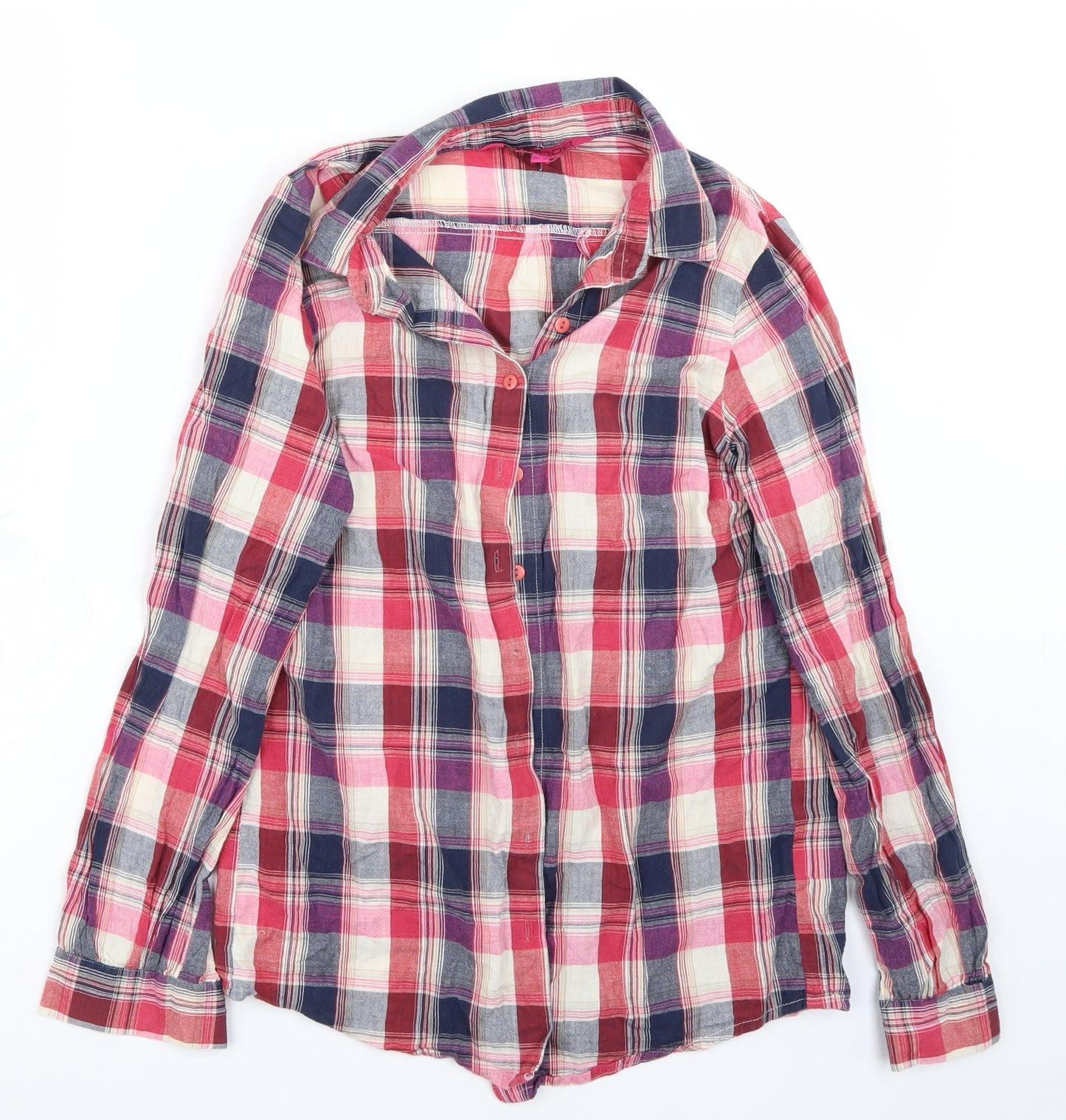 Boohoo Womens Pink Check  Basic Button-Up Size 8
