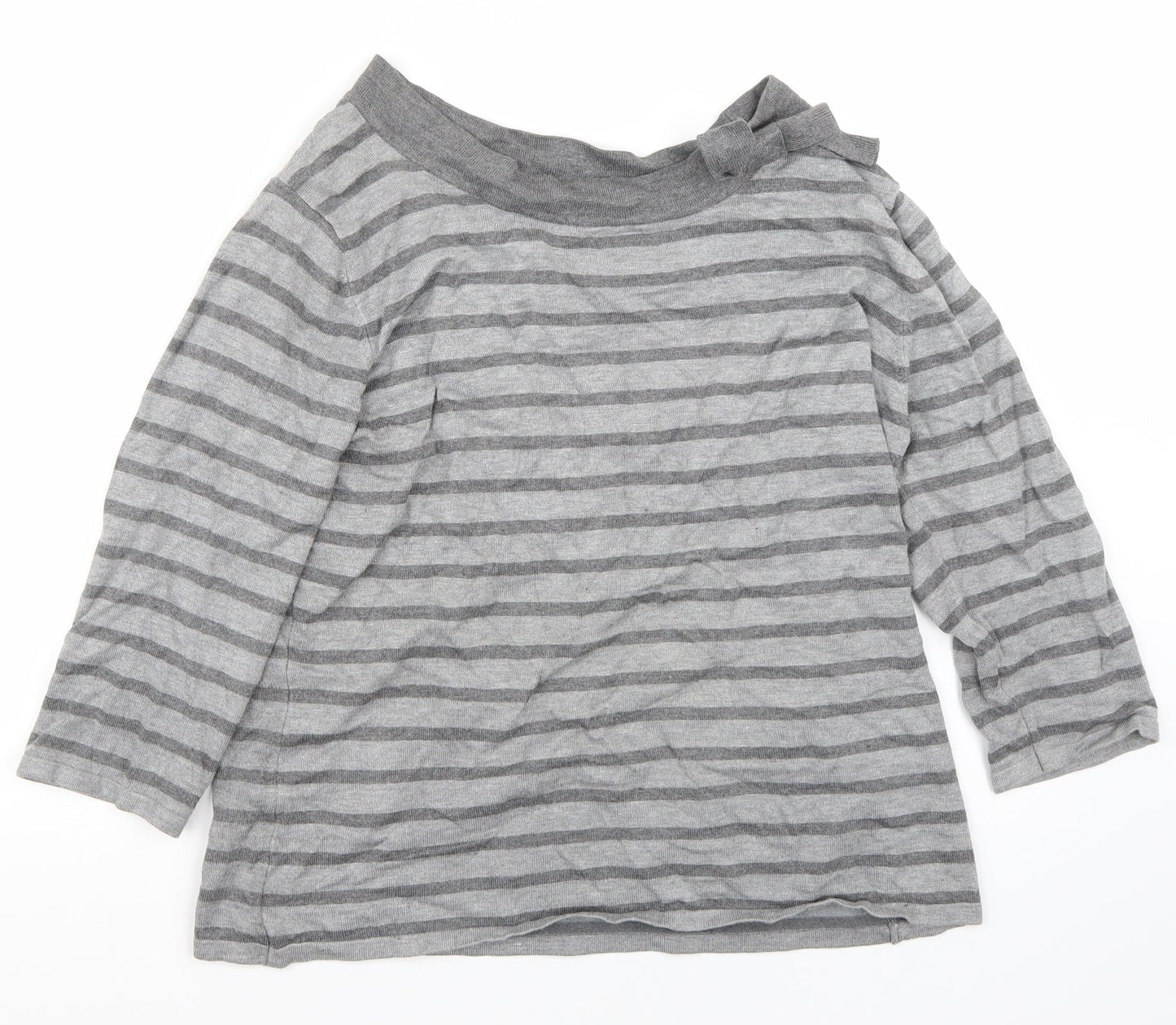 Alexandra Womens Grey Striped  Pullover Jumper Size M