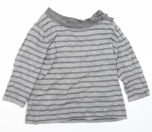 Alexandra Womens Grey Striped  Pullover Jumper Size M