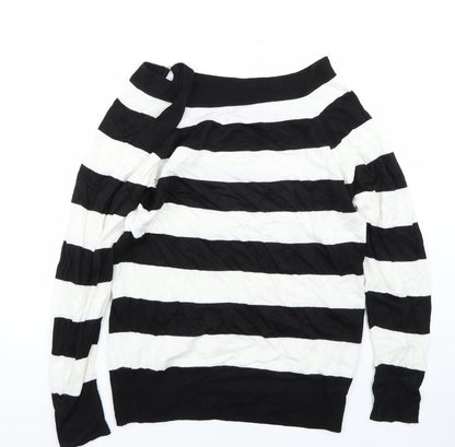 Back view of Topshop women’s white striped jumper, size UK 10