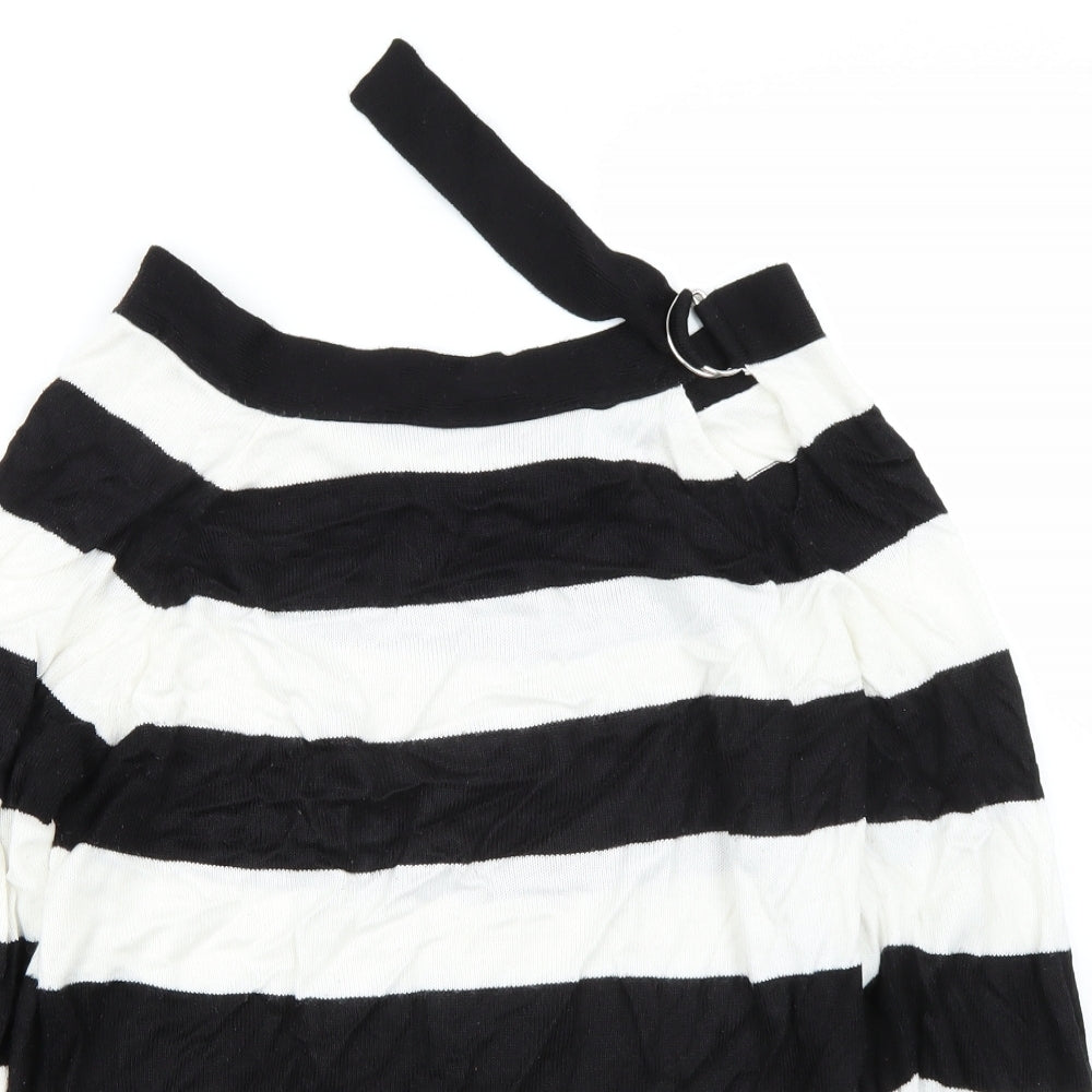 Topshop Womens White Striped  Pullover Jumper Size 10