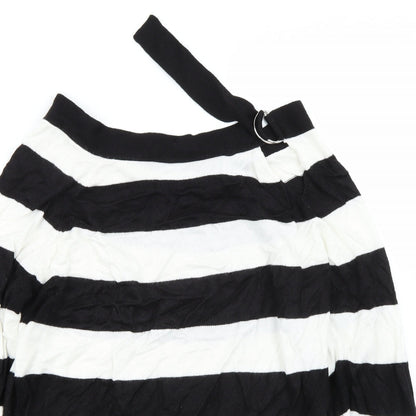 Close-up detail of Topshop women’s white striped jumper, size UK 10