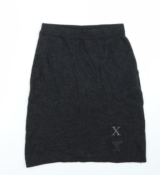 Frapp Womens Grey   A-Line Skirt Size 28
