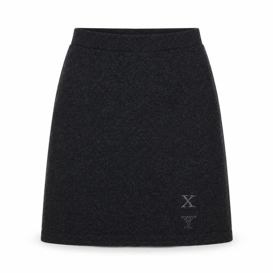 Front view of Frapp women’s grey a-line skirt, size UK 28
