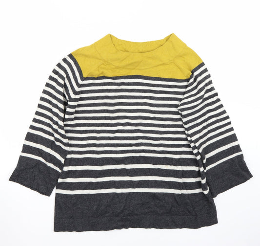 Preworn Womens Grey Striped  Pullover Jumper Size 12