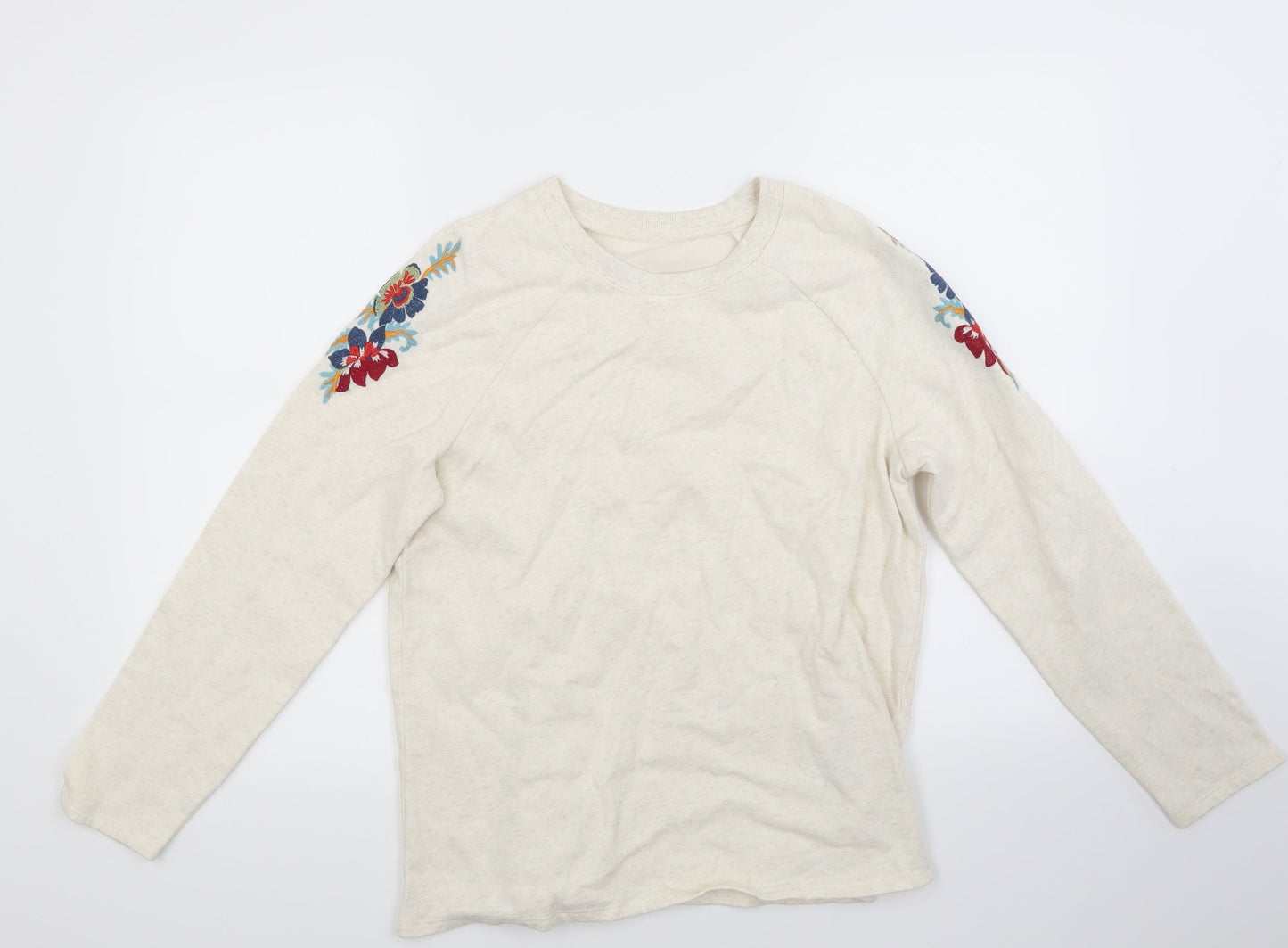 Avon Womens Ivory Floral  Pullover Sweatshirt Size 10