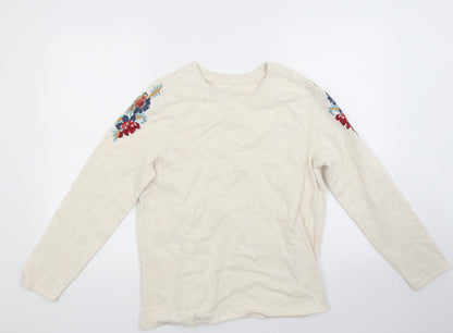Additional front view of Avon women’s ivory floral pullover sweatshirt, size UK 10