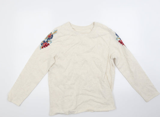 Avon Womens Ivory Floral  Pullover Sweatshirt Size 10