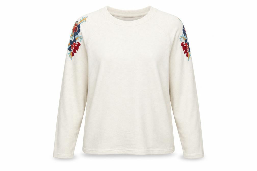 Avon Womens Ivory Floral  Pullover Sweatshirt Size 10