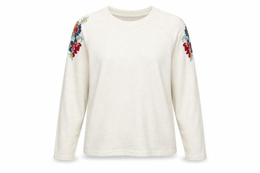 Avon Womens Ivory Floral  Pullover Sweatshirt Size 10