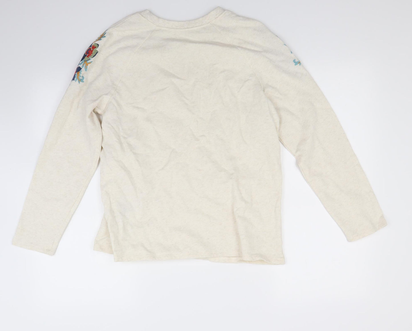 Avon Womens Ivory Floral  Pullover Sweatshirt Size 10