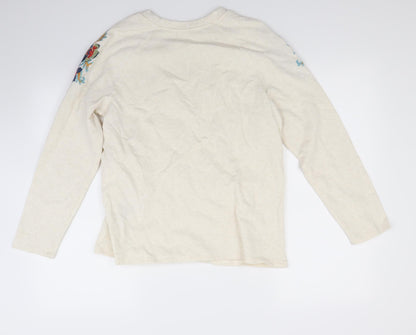 Back view of Avon women’s ivory floral pullover sweatshirt, size UK 10