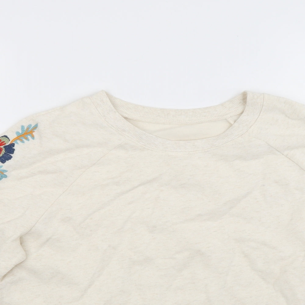 Avon Womens Ivory Floral  Pullover Sweatshirt Size 10