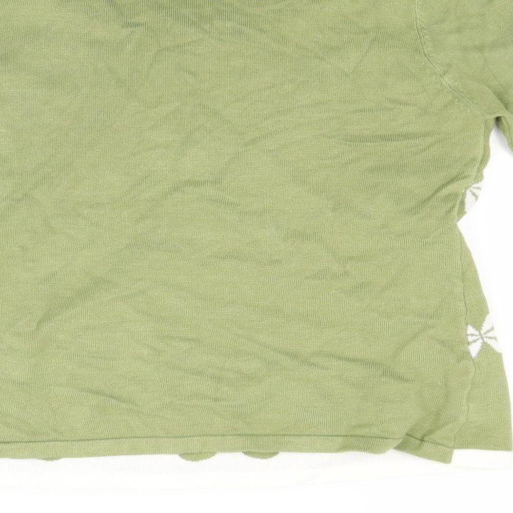 Chianti Womens Green Floral  Pullover Jumper Size S