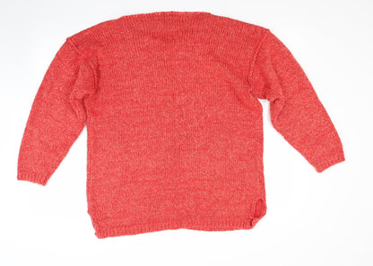 Back view of Theme women’s red jumper, size UK 18