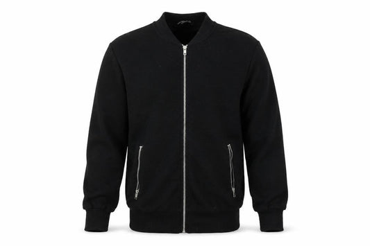Front view of Cedarwood State men’s black full zip sweatshirt, size S
