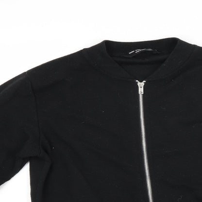 Close-up detail of Cedarwood State men’s black full zip sweatshirt, size S