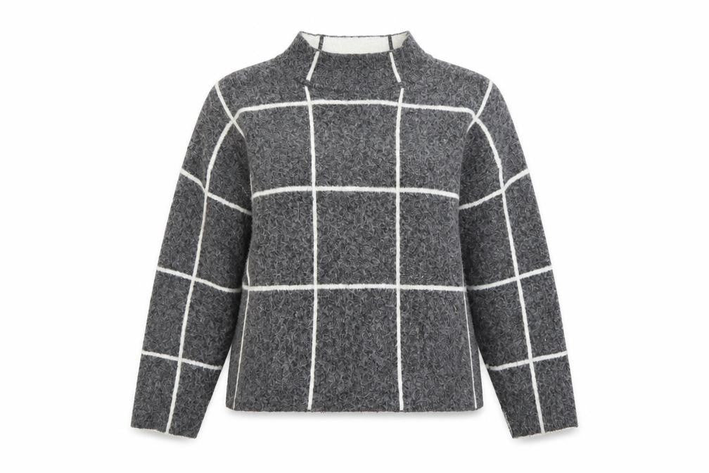 Atmosphere Womens Grey Check  Pullover Jumper Size L