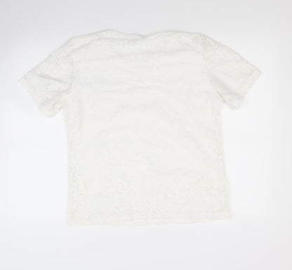 Back view of paramour women’s white basic blouse, size L