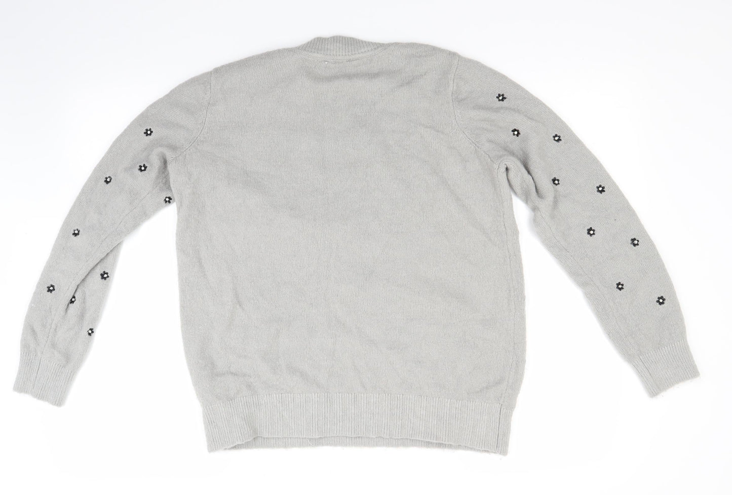 Amara Womens Grey Floral  Pullover Jumper Size 8