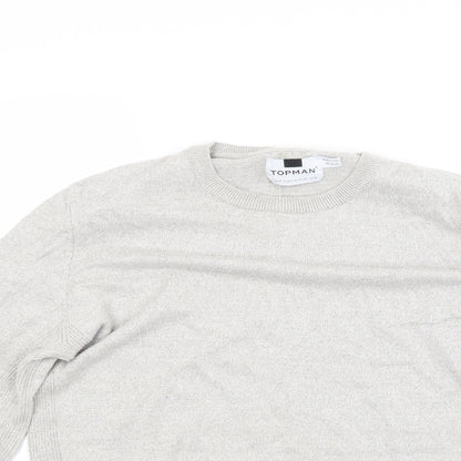 Close-up detail of Topman men’s grey jumper, size M