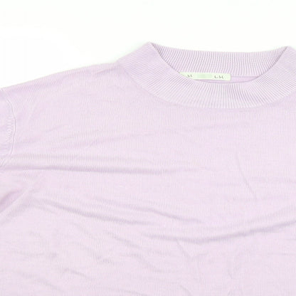 Close-up detail of Marks & Spencer women’s purple jumper, size UK 16