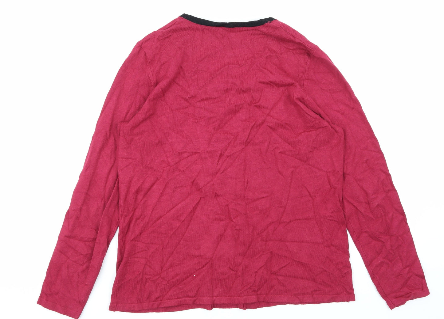 Love knitwear Womens Pink Striped  Basic T-Shirt Size 14