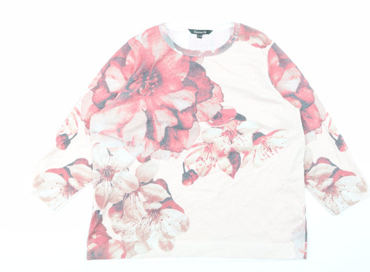 Bonmarché Womens Pink Floral  Basic T-Shirt Size 16