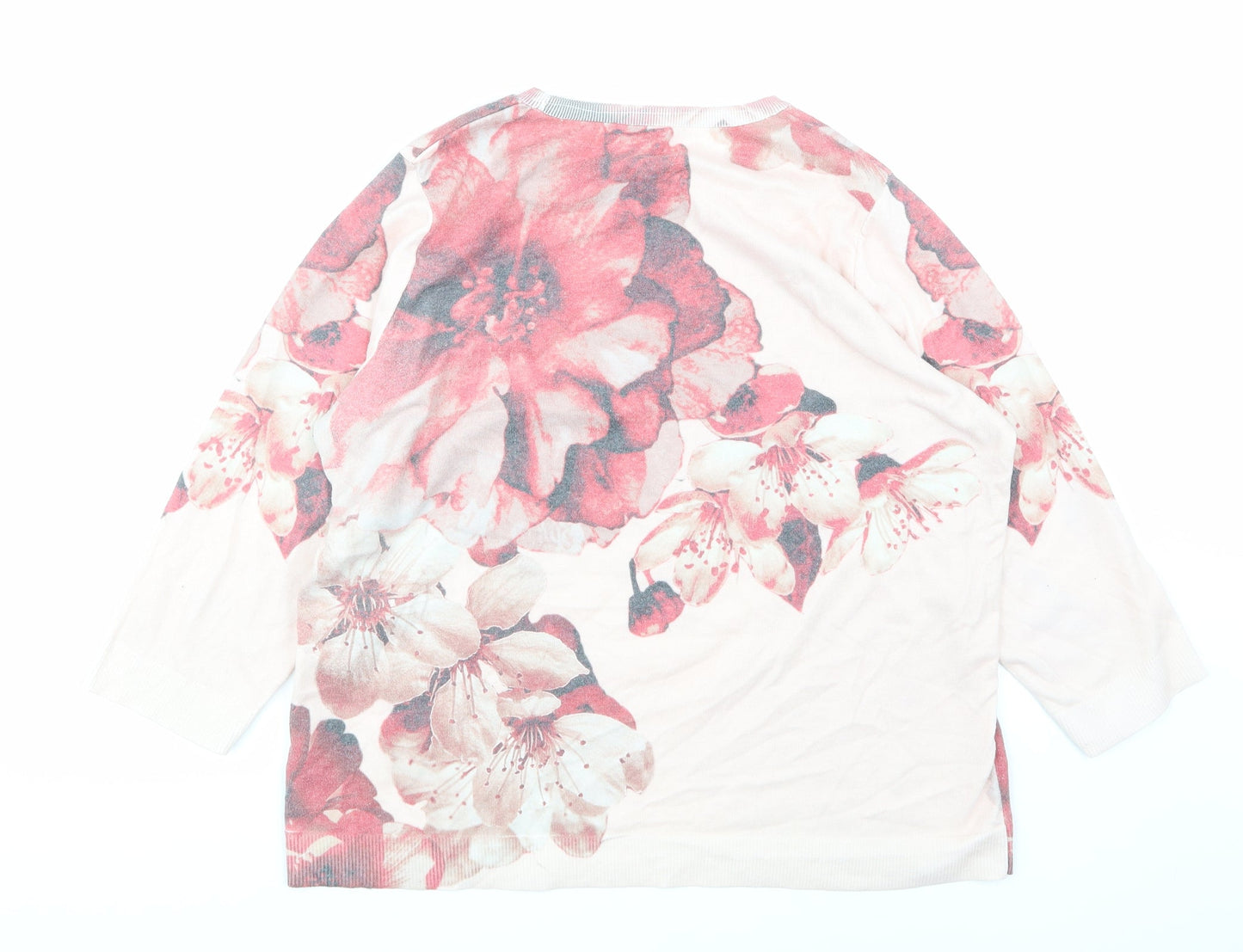 Bonmarché Womens Pink Floral  Basic T-Shirt Size 16