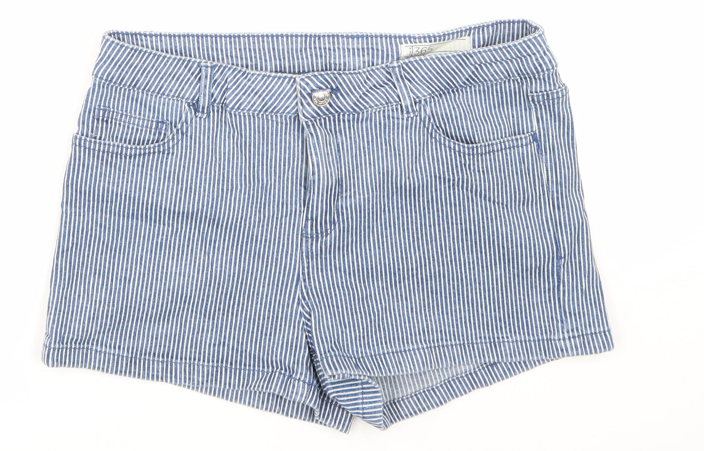 365 Denim Womens Blue Striped Denim Hot Pants Shorts Size 12