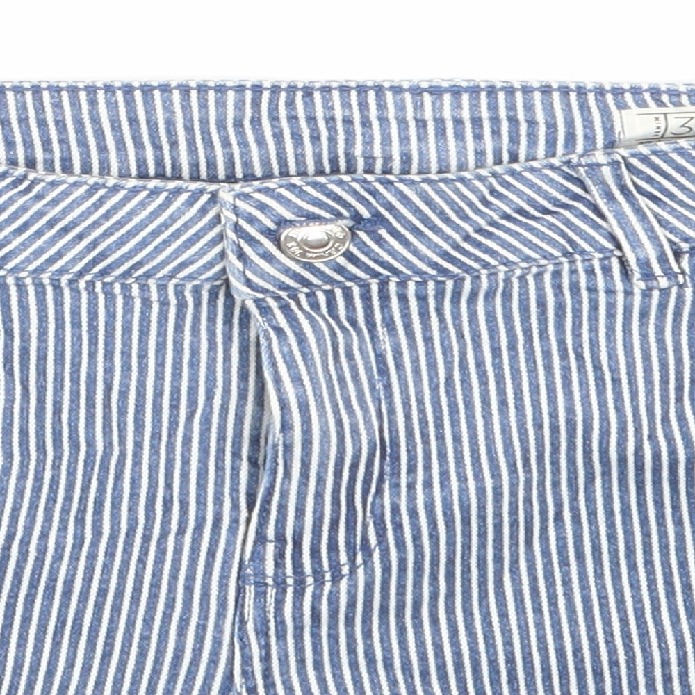 365 Denim Womens Blue Striped Denim Hot Pants Shorts Size 12