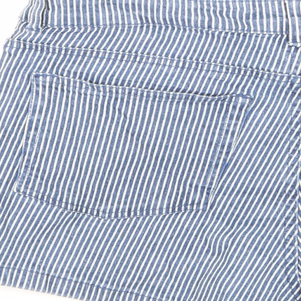 365 Denim Womens Blue Striped Denim Hot Pants Shorts Size 12