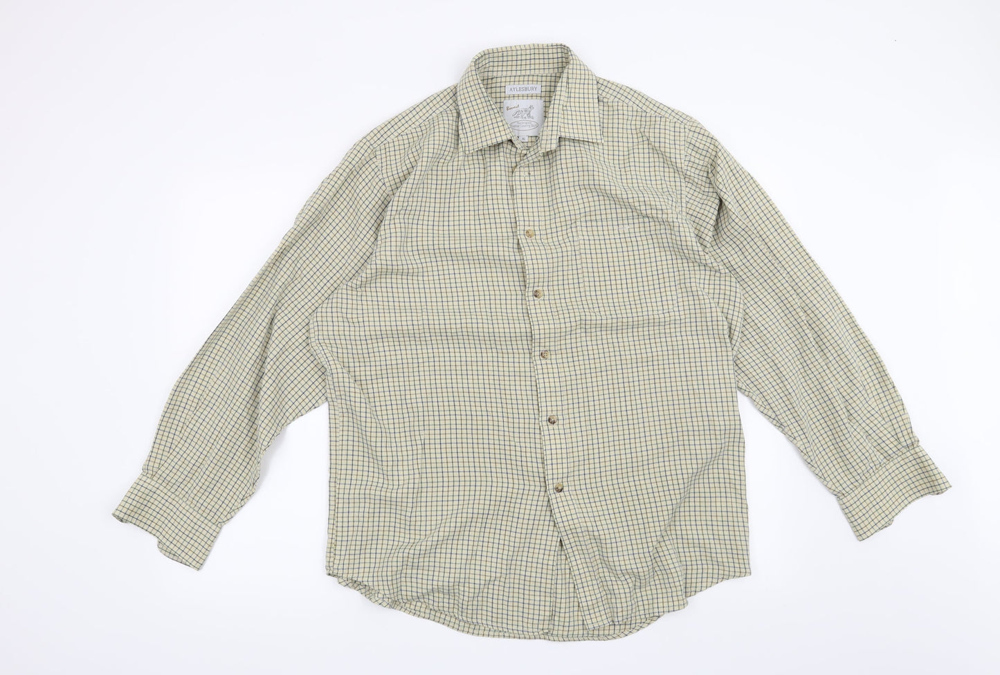 Preworn Mens Yellow Check   Button-Up Size 16