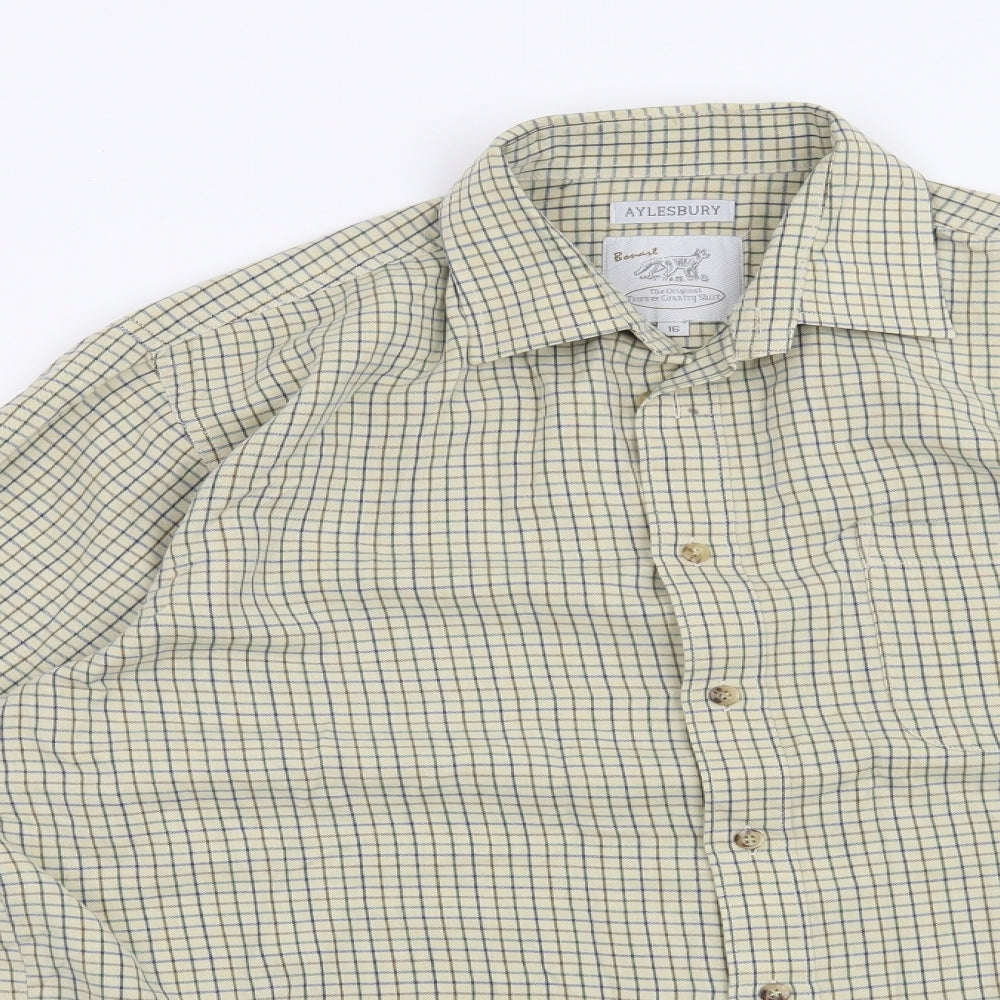 Preworn Mens Yellow Check   Button-Up Size 16