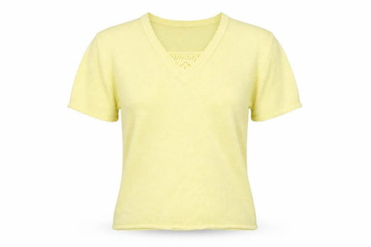 Front view of Bonmarché women’s yellow knit jumper, size S