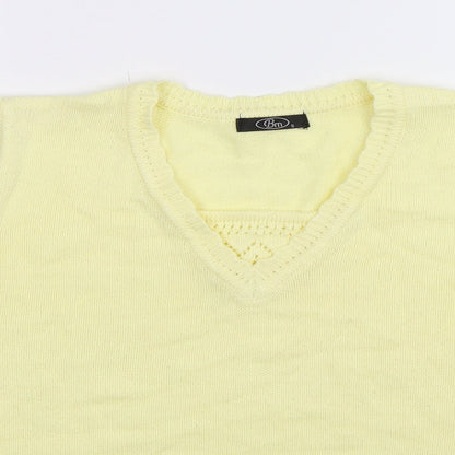 Close-up detail of Bonmarché women’s yellow knit jumper, size S