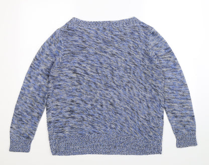 Back view of M&Co women’s blue knit jumper, size UK 18