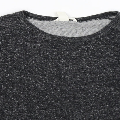 Close-up detail of H&M women’s grey pullover sweatshirt, size S