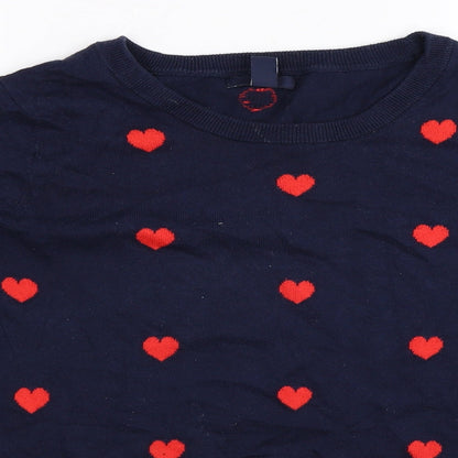 Close-up detail of Gap women’s blue knit jumper, size S