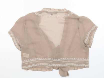 Additional front view of David Emanuel women’s beige basic blouse, size UK 12