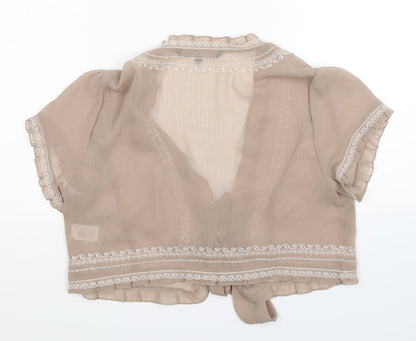 Back view of David Emanuel women’s beige basic blouse, size UK 12
