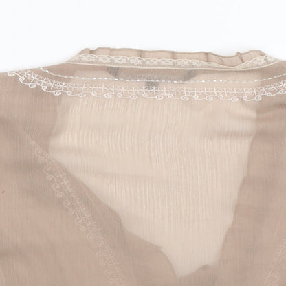 Close-up detail of David Emanuel women’s beige basic blouse, size UK 12