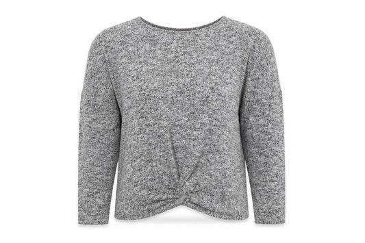 Front view of Dorothy Perkins women’s grey knit jumper, size UK 6
