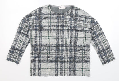 Additional front view of Tu women’s grey check jumper, size UK 8