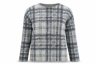 Front view of Tu women’s grey check jumper, size UK 8
