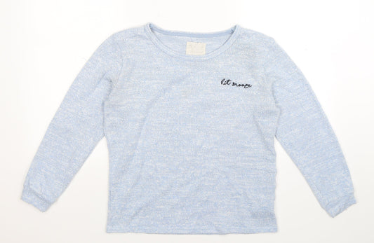 F&F Womens Blue Solid Knit Top Pyjama Top Size 14