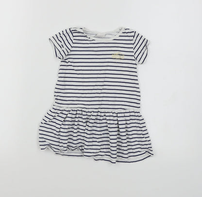 Front view of H&M Baby White Pinstripe A-Line, size 12, Months - Cloud Print