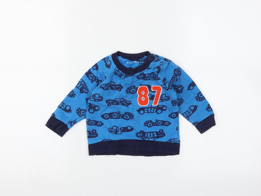 Nutmeg Baby Blue   Pullover Jumper Size 6-9 Months  - Cars