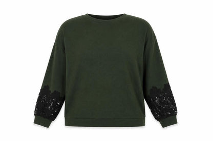 Front view of Dorothy Perkins women’s green jumper, size UK 14